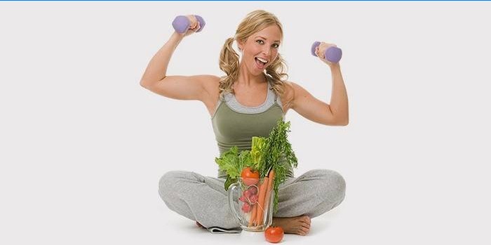 A lány készített termékek egy fitness diéta