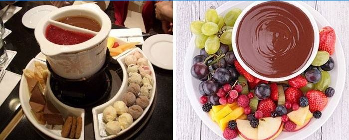 Csokoládé fondue gyümölcsökkel