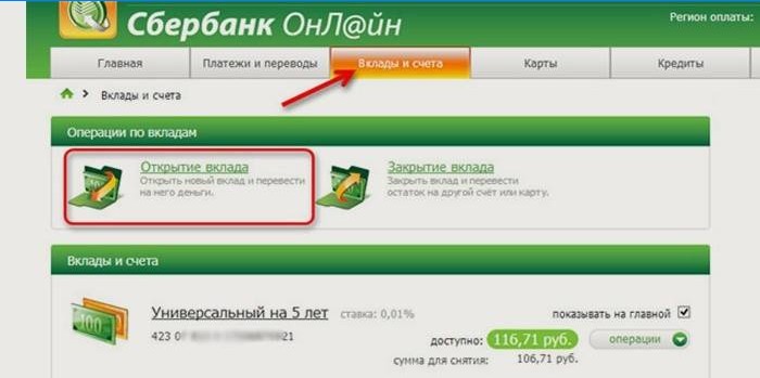 Hogyan lehet betétet nyitni a Sberbank webhelyén online