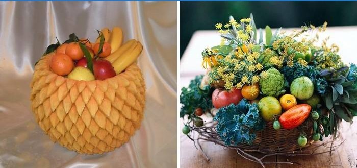Kézműves kompozíciók gyümölcsből és zöldségből