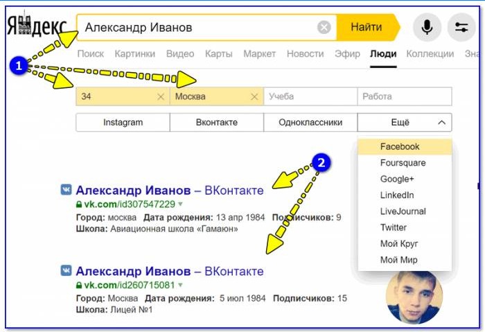 Keressen címet név és vezetéknév alapján a Yandex-ben