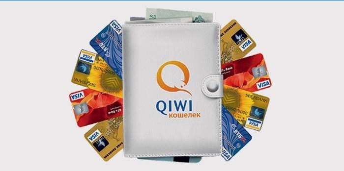 Qiwi logó pénztárca és műanyag kártyák