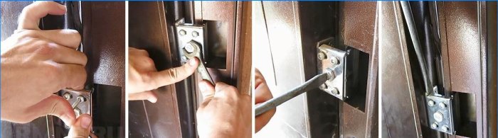 Egy ferde fém ajtó rögzítése