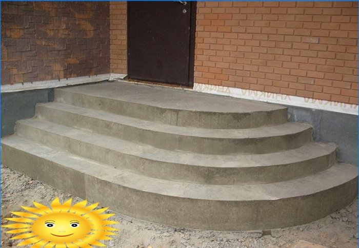Hogyan lehet helyesen kiszámítani a beton tornác sugarainak lépéseit?