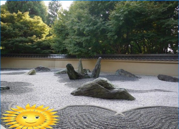 Japán sziklakert. Eszköz, filozófia és stílus jellemzői