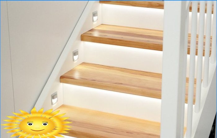 Világítás a lépcsőn a házban: hogyan lehet automatikusan megépíteni a lépéseket