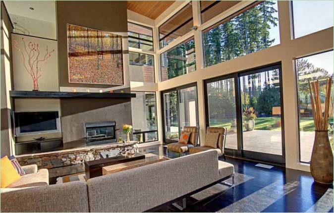 Forest House nagy ablakokkal, McClellan építésziroda, Seattle, Washington, USA