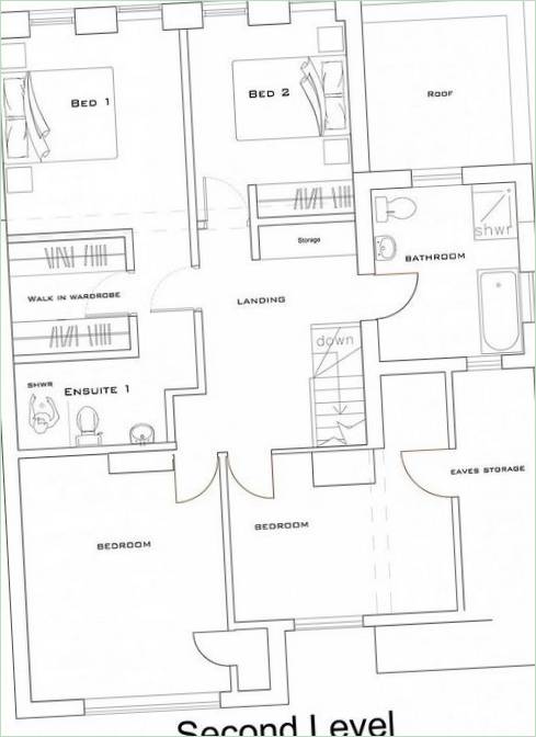 Az angliai Medic's House második szintjének alaprajza