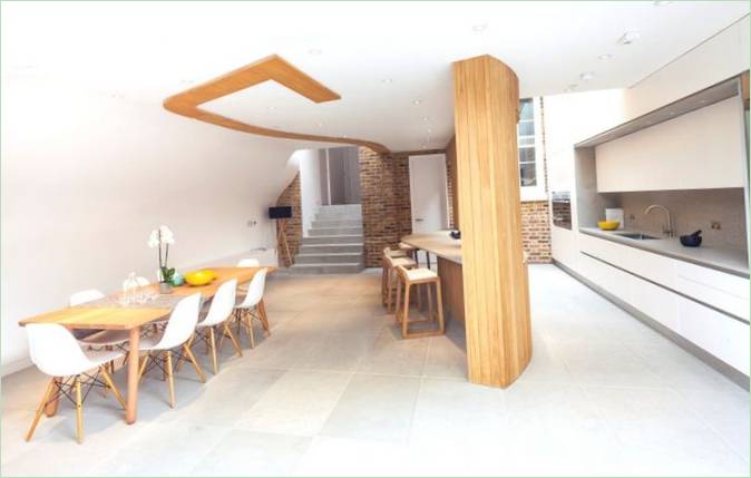 Konyha étkezővel a De Beauvoir Road House-ban, Londonban