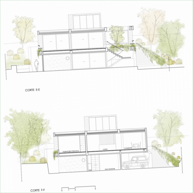Kétszintes villa panorámás ablakokkal Chile csendes-óceáni partvidékén