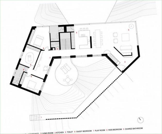 A Varatojo House szokatlan ház alaprajzai