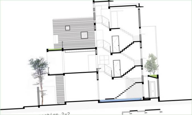Egy szokatlan ház alaprajzának vázlata BQ-17 a 23o5 Studio-tól