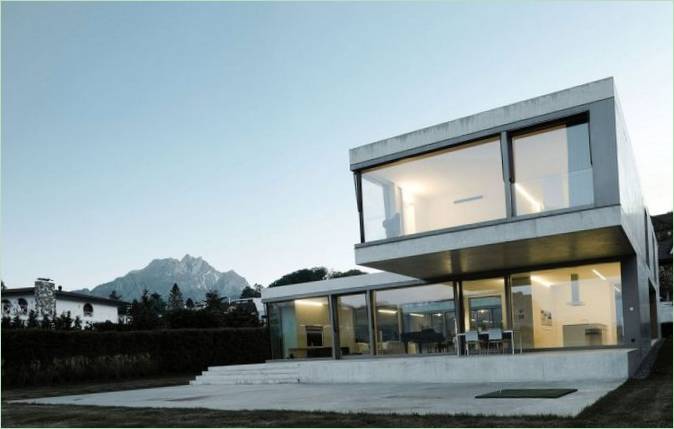 A Niklaus Graber+Christoph Steiger Architekten által tervezett villa beton külseje
