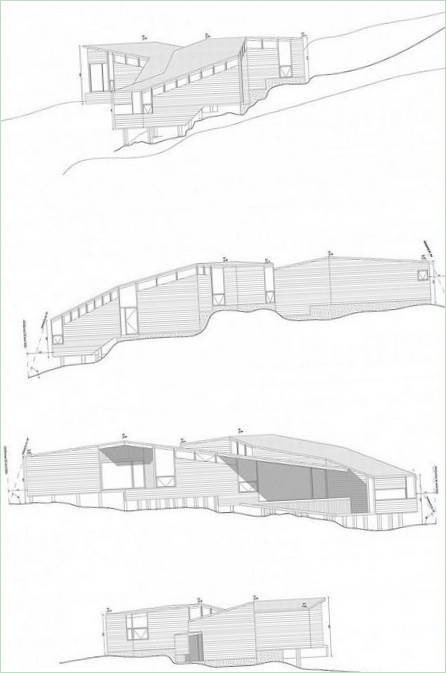 A Tunquén-ház óceánparti rajza, Branko Pavlovic &amp; Pablo Lobos-Pedrals, Chile