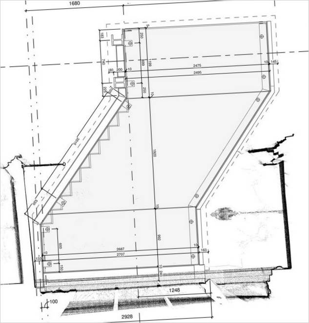 Diagram egy szokatlan lépcsőház két ház között Photo - 02