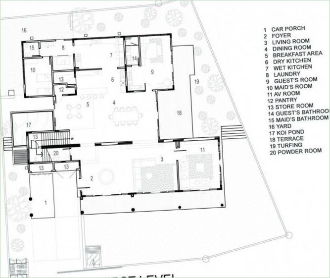 A DRTAN LM Architect által készített N18 ház alaprajza