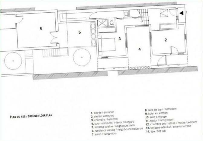 A Stacked House rezidencia. Pince alaprajz