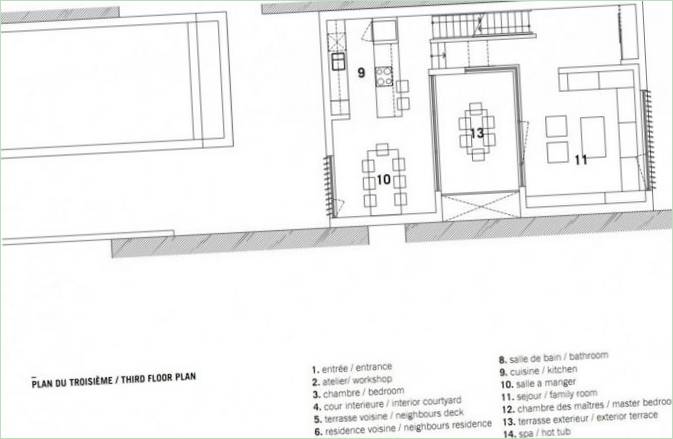 A Stacked House rezidencia. Harmadik emeleti terv