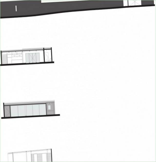 Az eredeti Casa Calero ház fekete-piros homlokzatával, DCPP arquitectos, México City, Mexikó