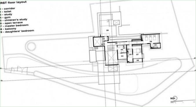 A LIJO RENY építésziroda Running Wall Residence alaprajzai