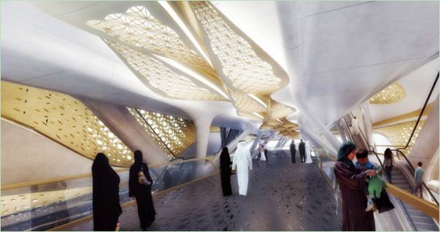 Egy divatos, magasföldalatti metróállomás Szaúd-Arábiában, a csodálatos Zaha Hadid tervei alapján