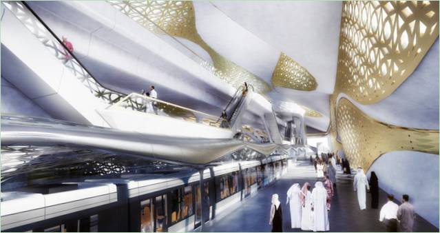 Divatos szaúd-arábiai metróállomás a gyönyörű Zaha Hadid tervei szerint